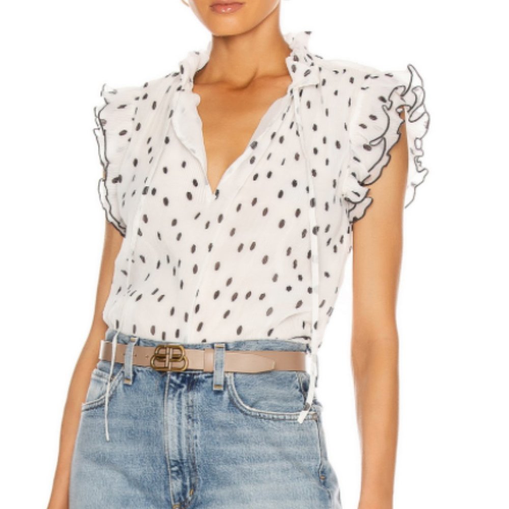 Ganni pleated Georgette top size 34(US2)